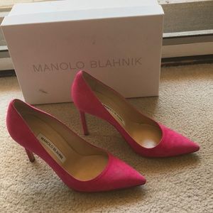 Manolo Blahnik 105 mm Pink Suede in Size 36.5